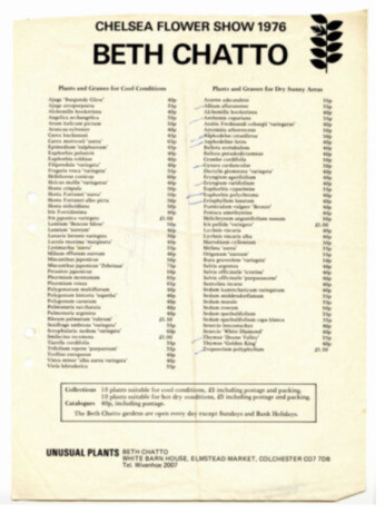 Beth's Archive- RHS Chelsea 1976 plant list Beth's Archive- RHS Chelsea 1976 plant list